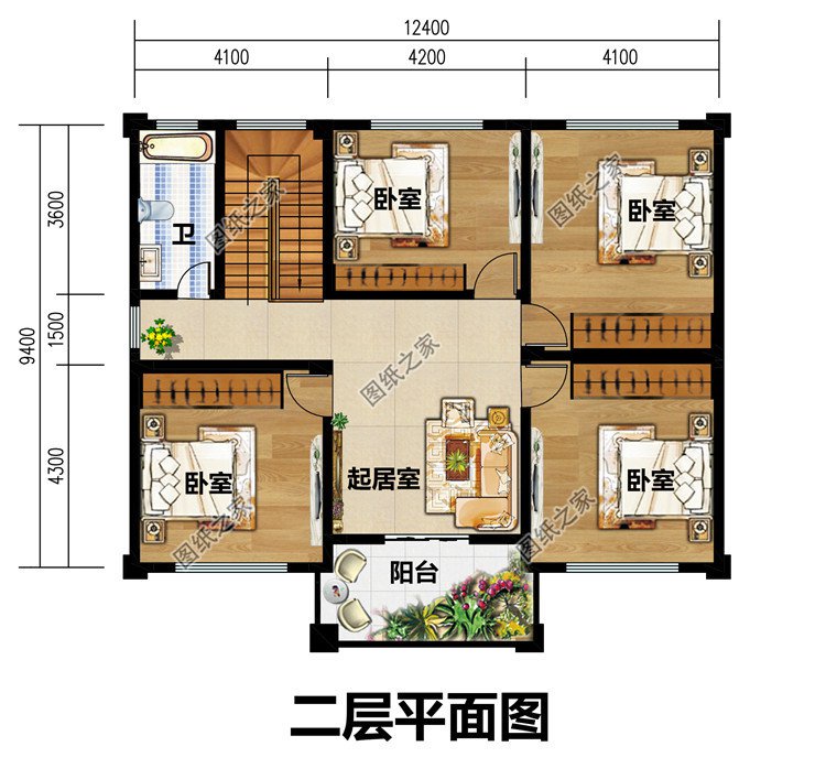 独栋经济型二层小别墅房屋设计图，含全套施工图效果图