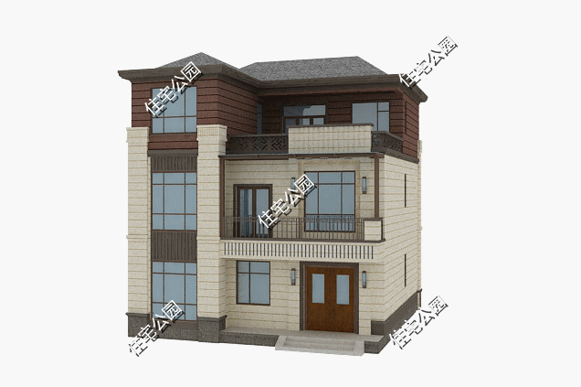 10×10米带观景露台，方正三层新中式别墅