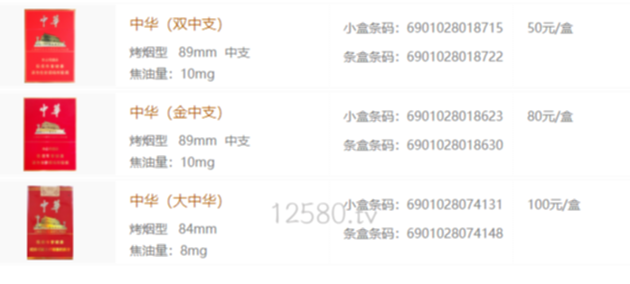 香烟中华价格表和图片_香烟中华价格表_中华香烟